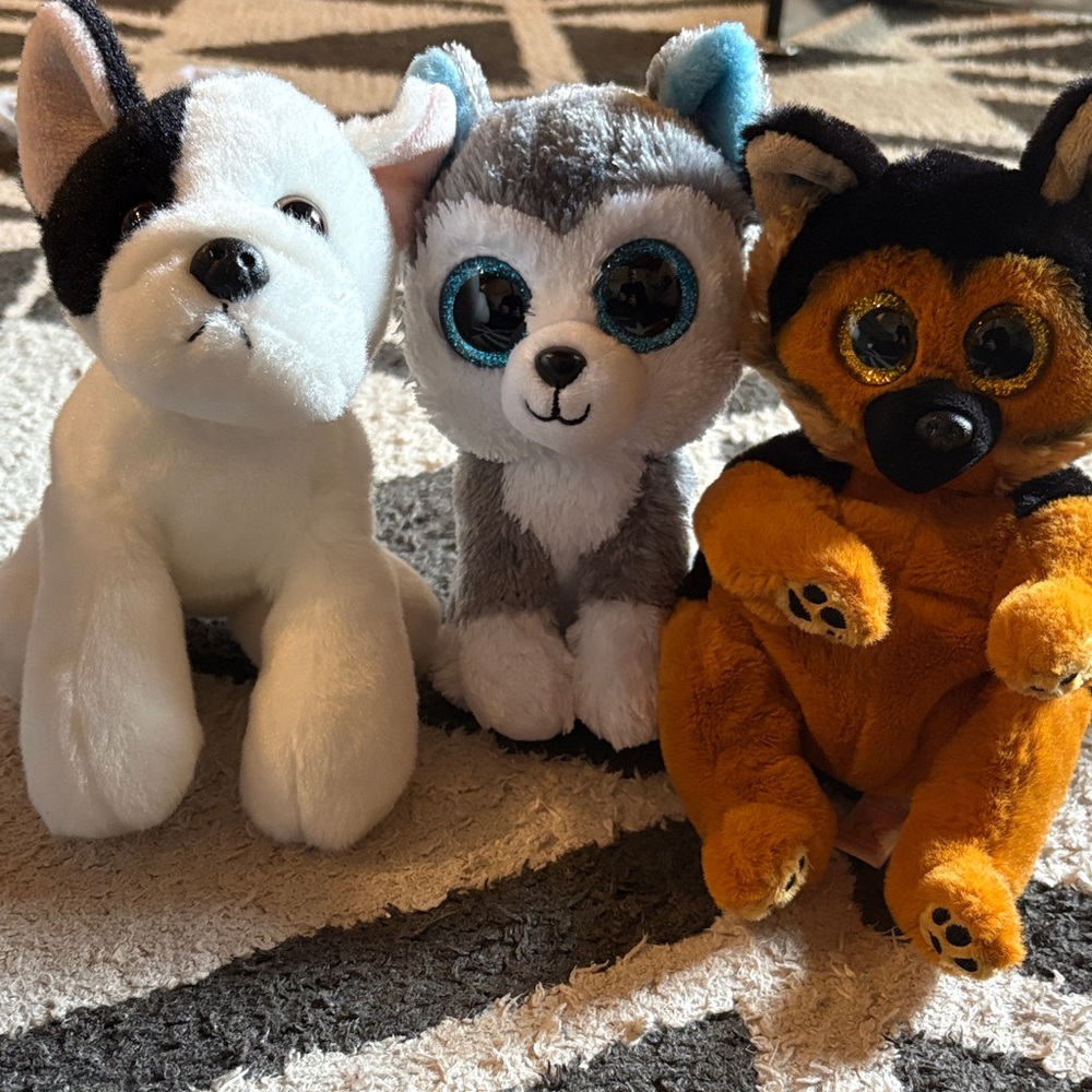 Adorable Ty and Aurora Plush Dog Trio